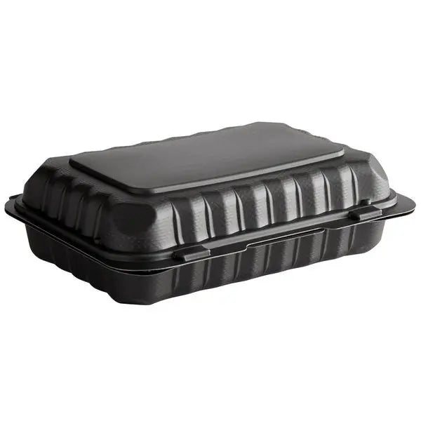 9 x 6 x 3 MFPP 1 Compartment Hinged Take Out Container Black - Case of 200 D & W Fine pack