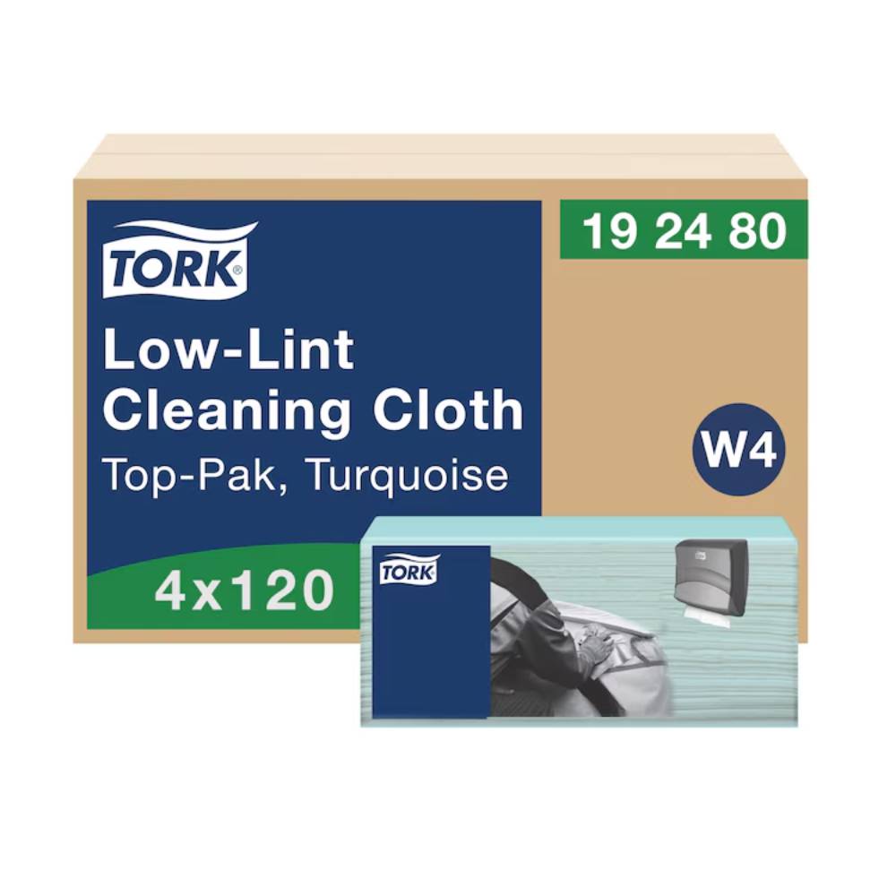 Tork Low-Lint 1-Ply Disposable Cleaning Cloth Turquoise - Case of 480 - #192480