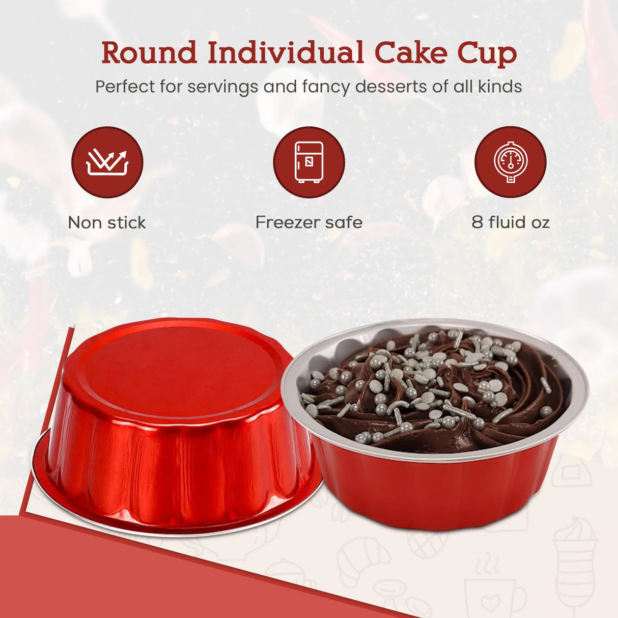 8 oz. Round Disposable Aluminum Foil Colored Dessert Pan - Case of 1000- #A8NL KitchenDance