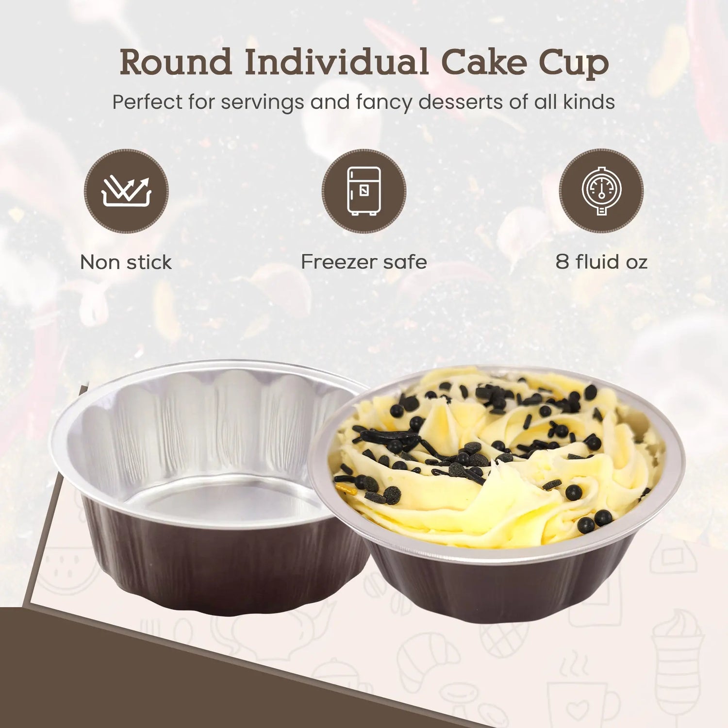8 oz. Round Disposable Aluminum Foil Colored Dessert Pan - Case of 1000- #A8NL KitchenDance