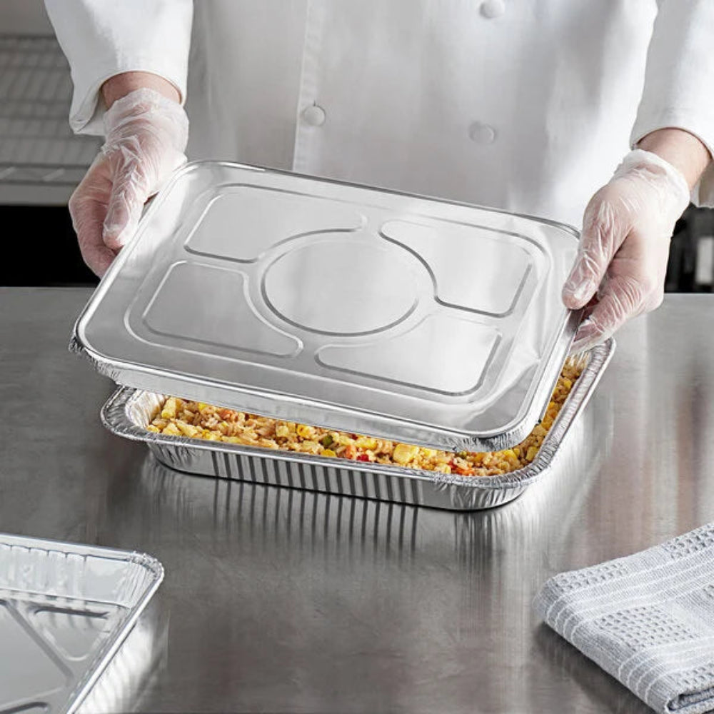 Disposable Foil Lids for Half Size Steam Table Pan - Case of 100 - #8200