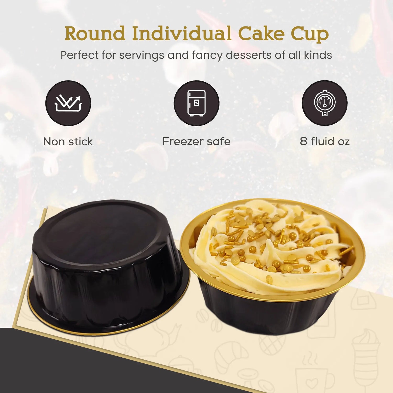 8 oz. Round Disposable Aluminum Foil Colored Dessert Pan - Case of 1000- #A8NL KitchenDance