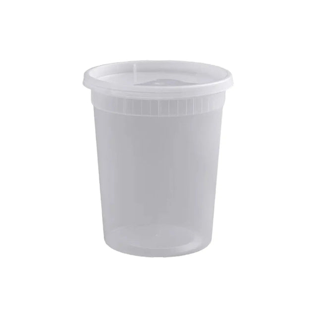 Tripack Deli Pro 32 oz. Round Microwavable Food Storage Deli Container With Lid Combo Pack - Case of 240 - #TD40032 Tripack Deli Pro