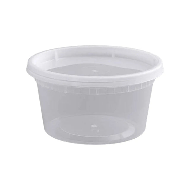 Tripack Deli Pro 12 oz. Round Microwavable Food Storage Deli Container With Lid Combo Pack - Case of 240 - #TD40012 Tripack Deli Pro