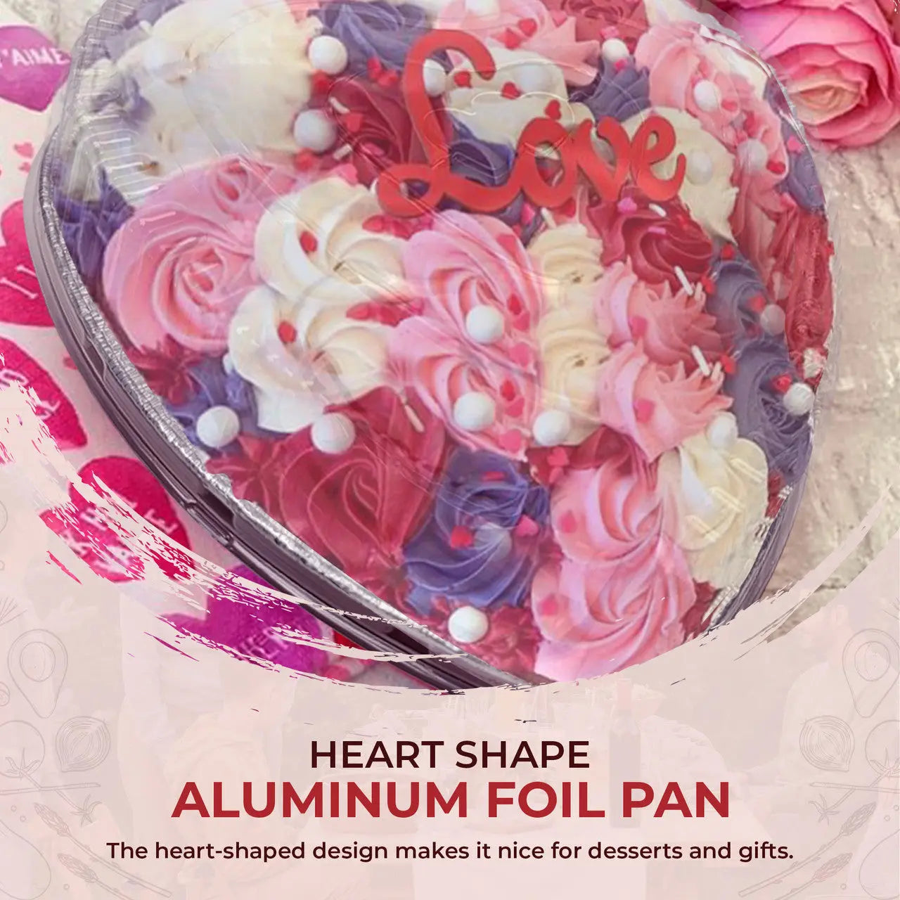 Heart Shaped Foil Pan with Plastic Dome Lid - Case of 100  #339P Handi-Foil