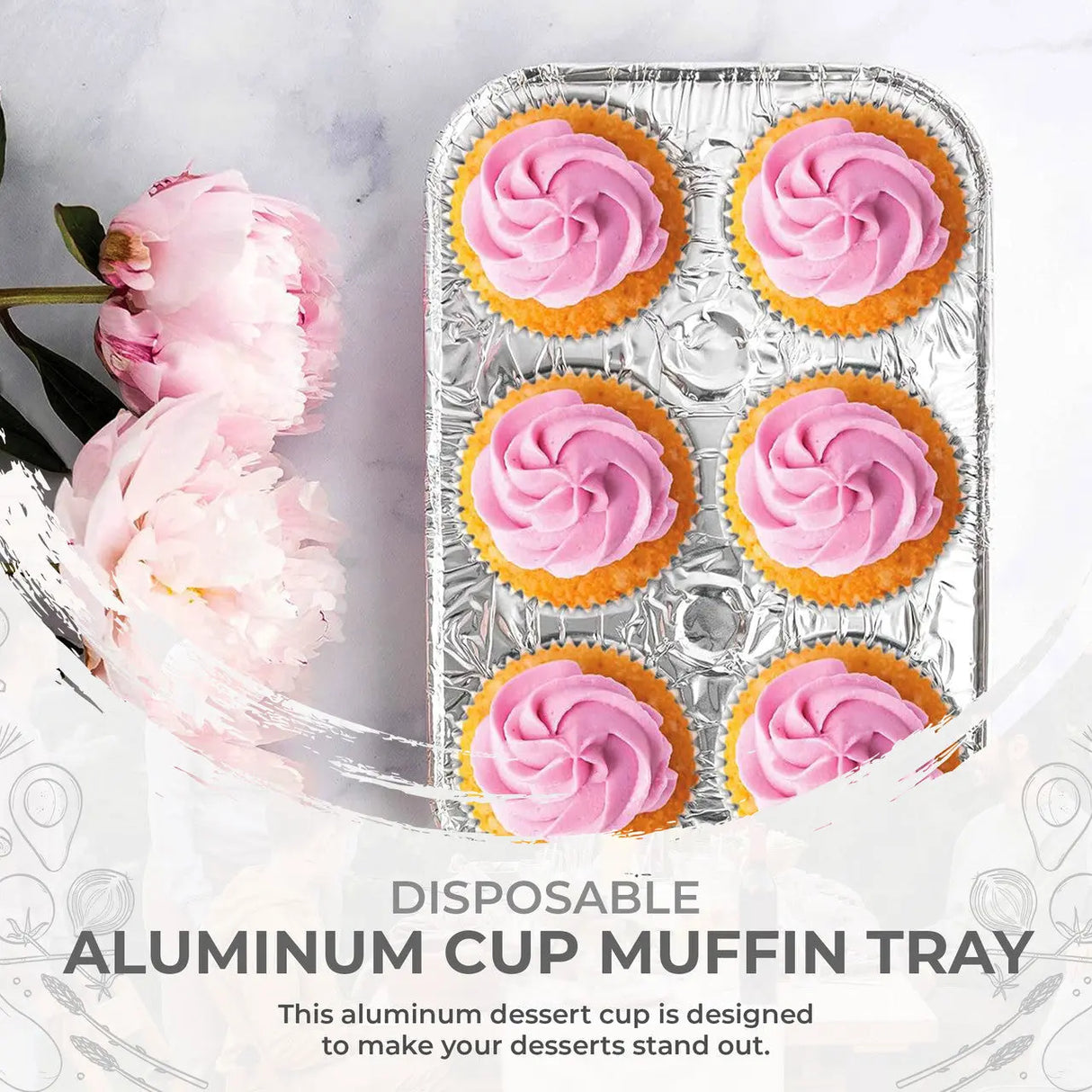 Disposable 6 Cup Muffin Pan or cupcake pan - Case of 200- #1500 Durable Packaging