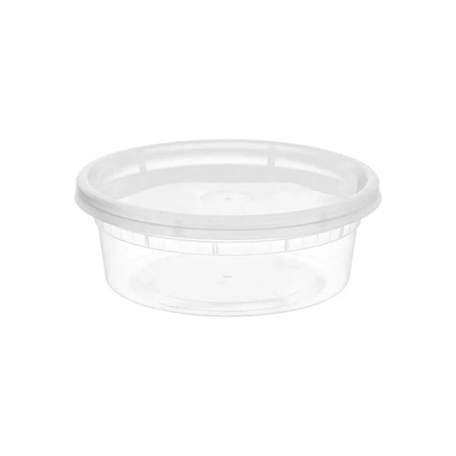 Tripack Deli Pro 8 oz. Round Microwavable Food Storage Deli Container With Lid Combo Pack - Case of 240 - #TD40008 Tripack Deli Pro