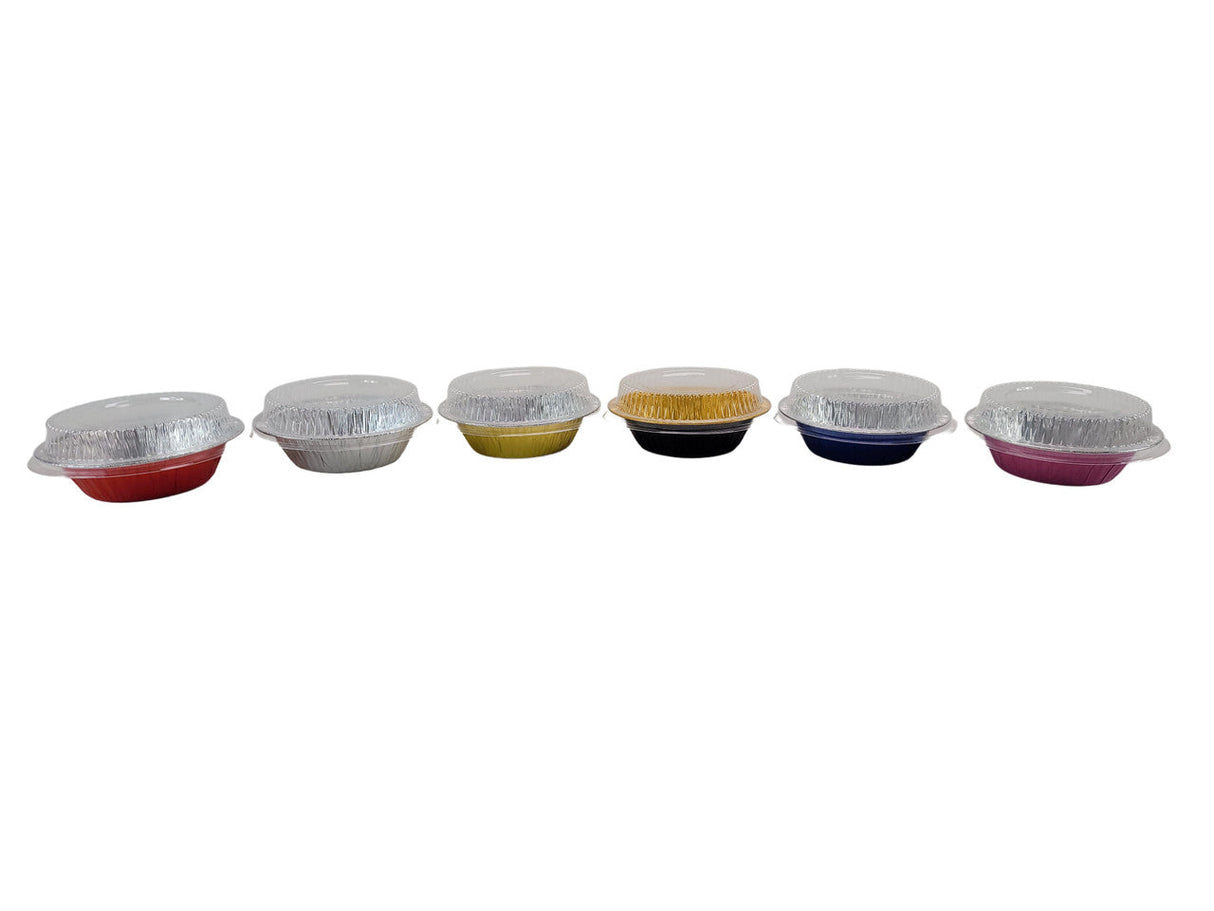 5" Disposable 8 oz.  Foil Tart or Pie Pan w/ Snap on Lids  Case of 1000 - #501P KitchenDance