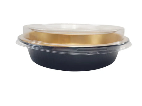 Handi-Stax 9" Round Gourmet To-Go Take Out Pans with Lids - Case of 50 Handi-Foil