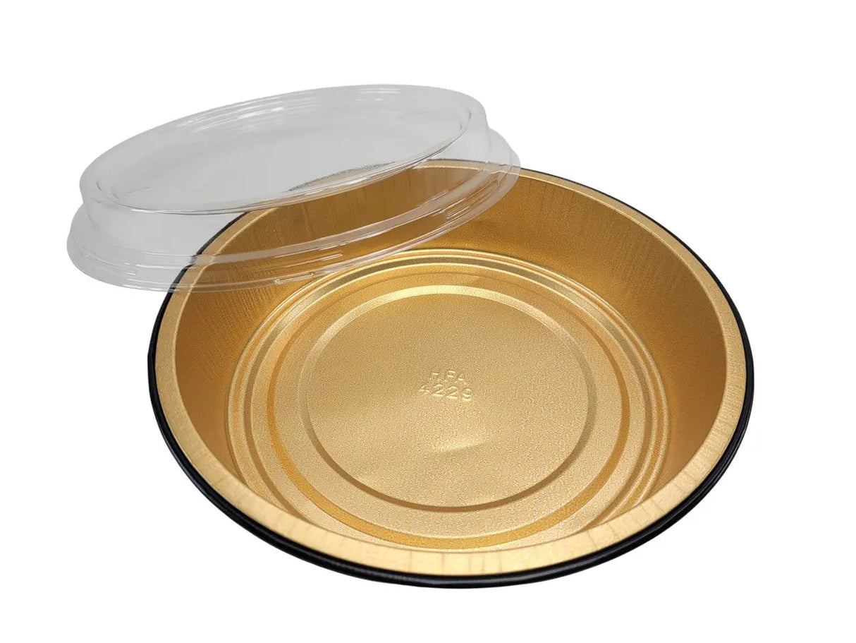Handi-Stax 9" Round Gourmet To-Go Take Out Pans with Lids - Case of 50 Handi-Foil