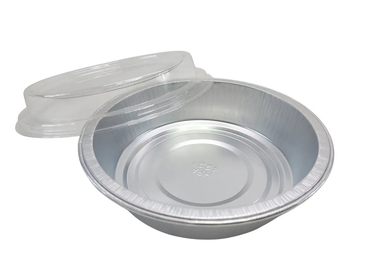 Handi-Stax 7" Round Gourmet To-Go Take Out Pans with Lids - Case of 50 Handi-Foil