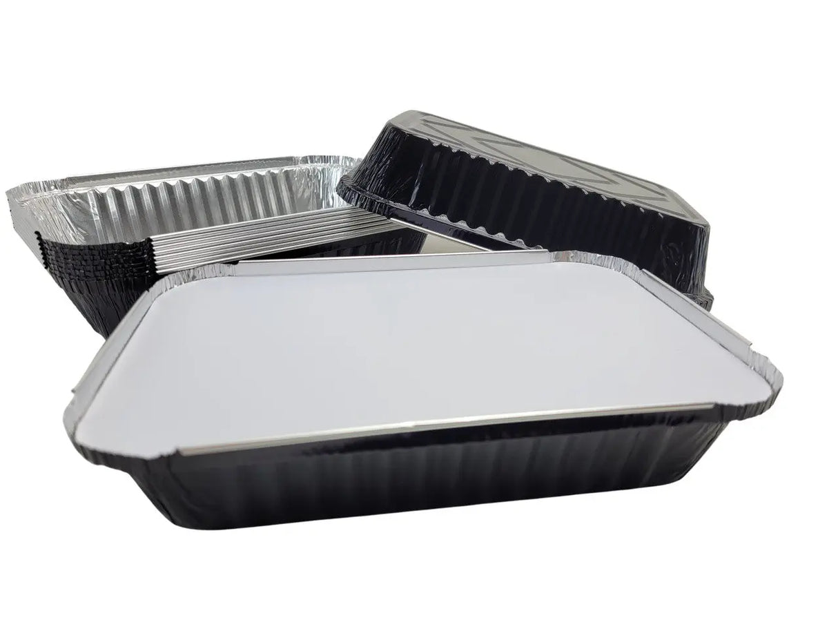1½ lb. Shallow Colored Oblong Foil Pan with Board Lid - Case of 1000 - #6417L KitchenDance