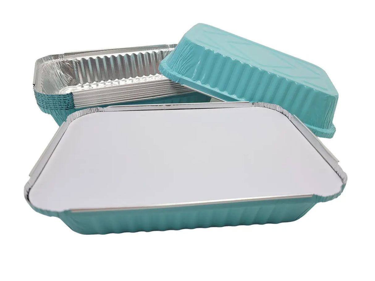 1½ lb. Shallow Colored Oblong Foil Pan with Board Lid - Case of 1000 - #6417L KitchenDance