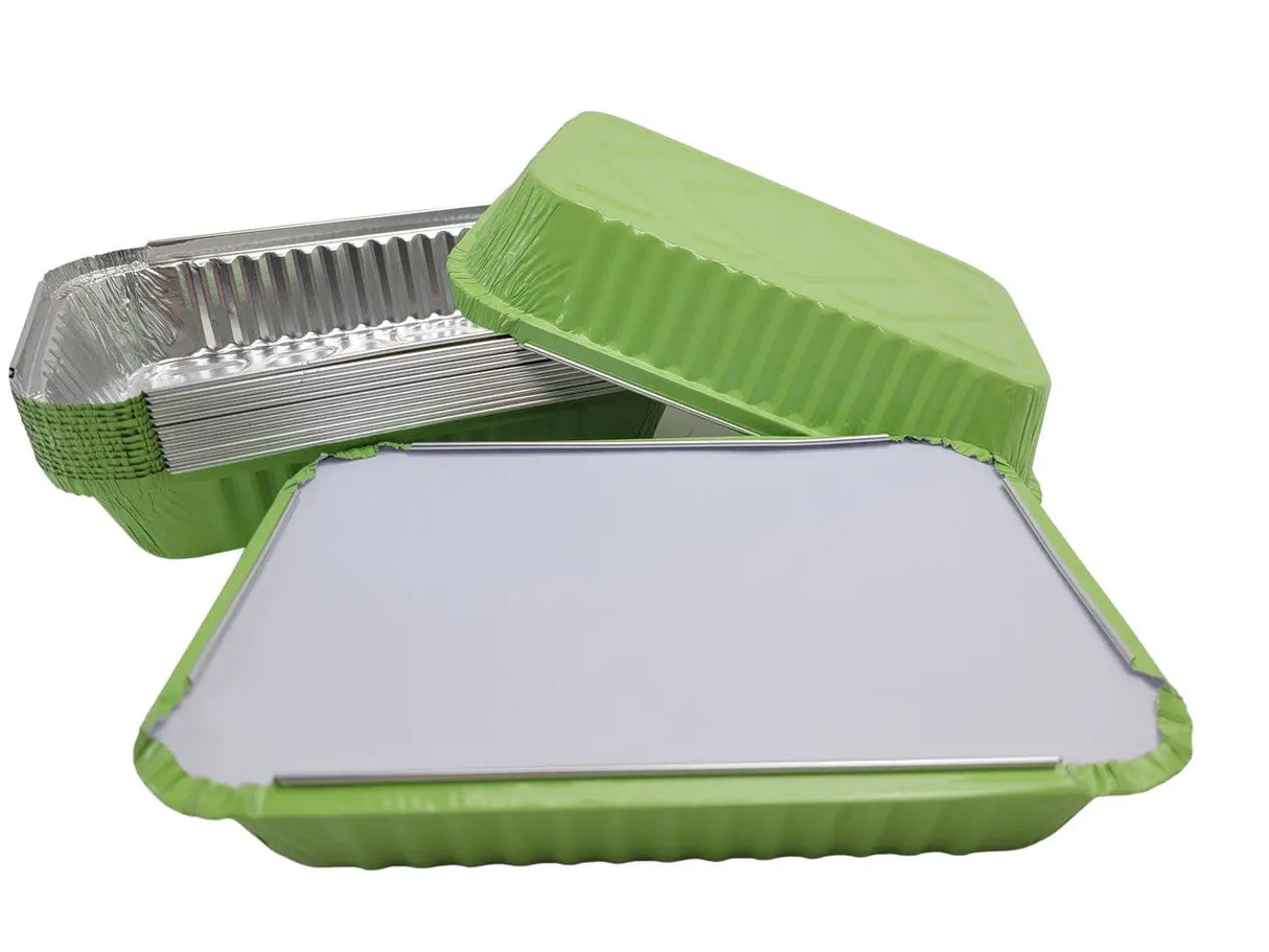 1½ lb. Shallow Colored Oblong Foil Pan with Board Lid - Case of 1000 - #6417L KitchenDance
