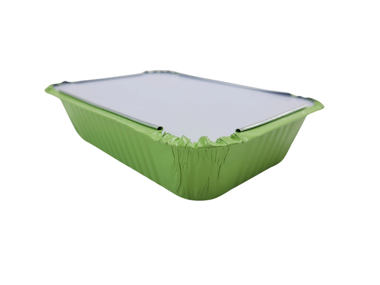 1½ lb. Colored Foil Carryout Pan with Board Lid - Case of 1000 - #7650L KitchenDance