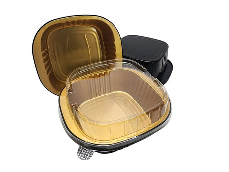 5" x 5" Heavy Aluminum Square Foil Pan with Lid Combo - Case of 500 - #A69P KitchenDance