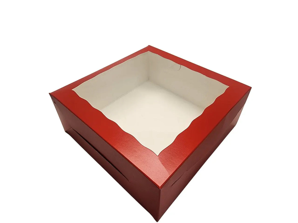 10 x 10 x 4 Colored Lock Tab Window Bakery Boxes - Case of 100 - #10104W BRP Box shop