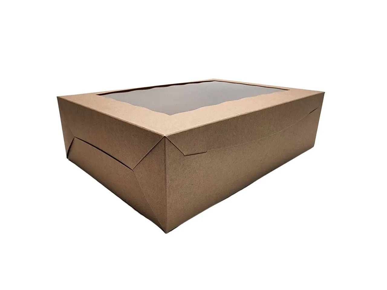 14 x 10 x 4 Kraft Lock Tab Window Bakery Boxes - Case of 100 - #14104K BRP Box shop