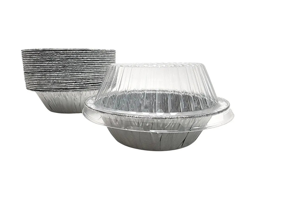 Handi-Foil  5¾" Disposable Foil Pot Pie Pan w/ Dome Lid - Case of 1000 - #4007P Handi-Foil