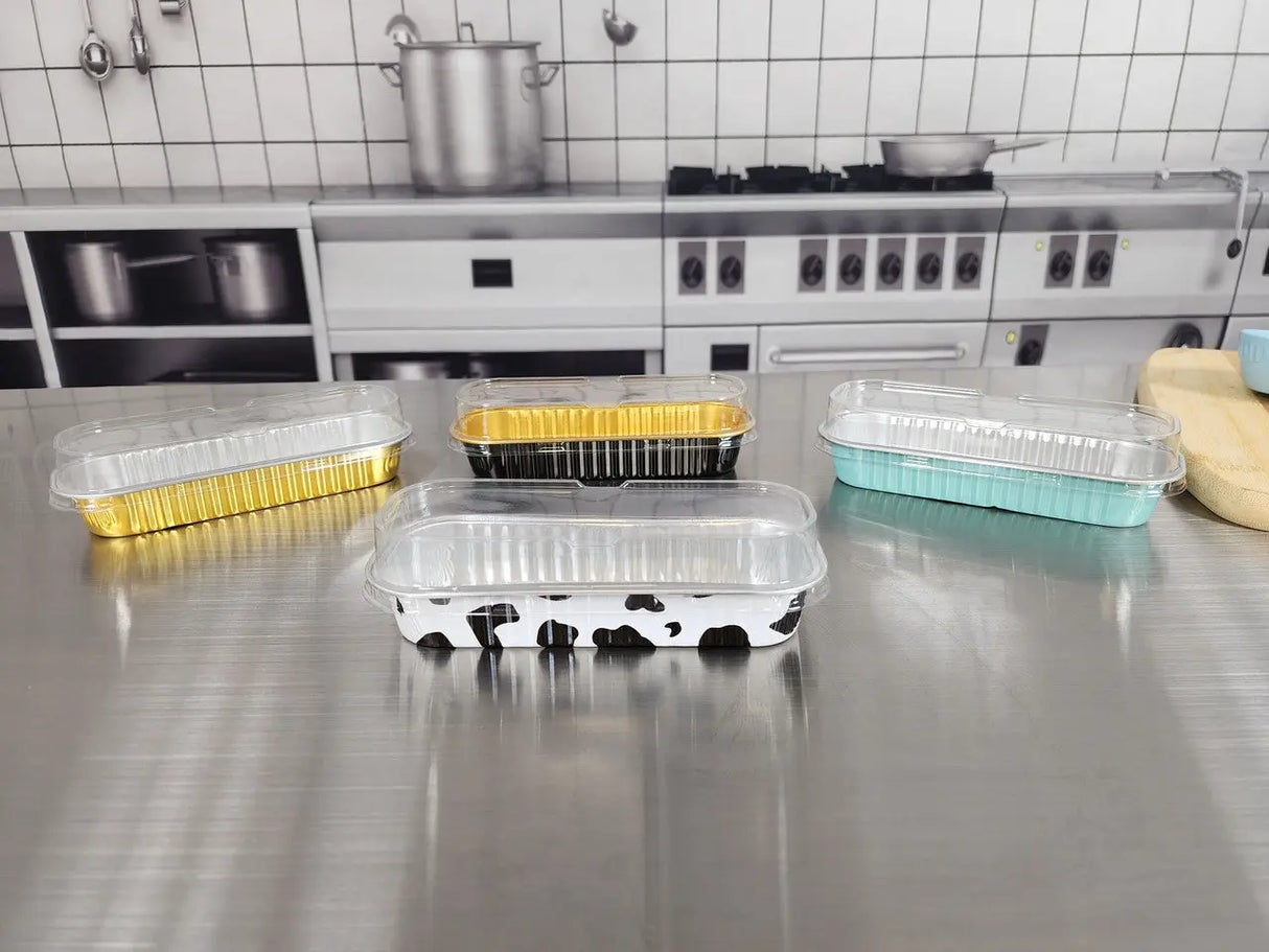 Rectangular Colored Dessert Tin with Stackable Lid - Case of 1000 - #A43P KitchenDance