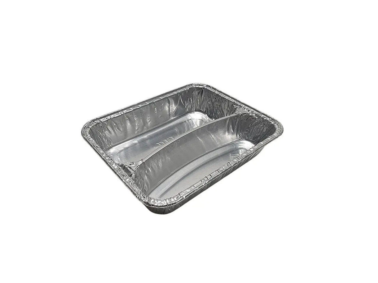 Disposable Aluminum Foil Two-Compartment Hot Dog Tray - Case of 1000- #215 Durable Packaging