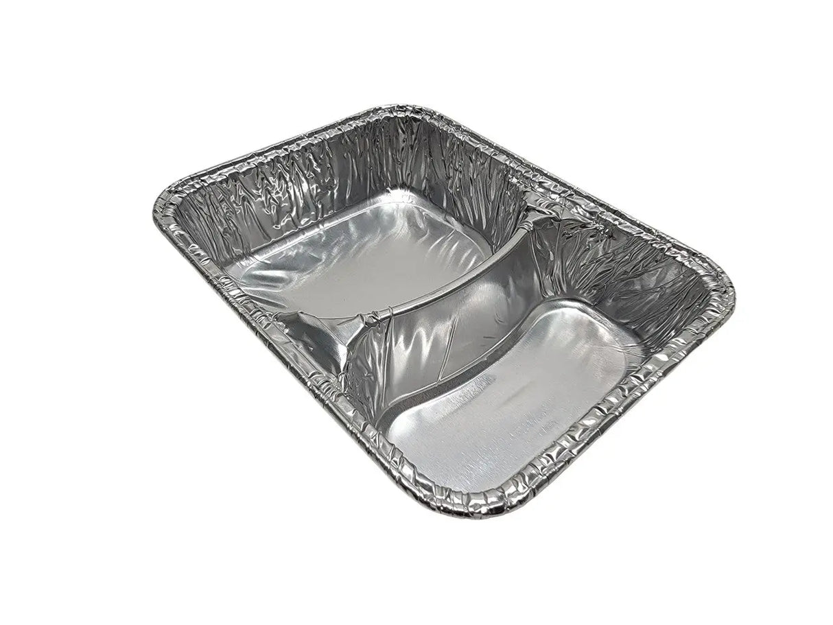 Aluminum Foil Two Compartment School Hamburger Tray - Case of 1000 - #225 Durable Packaging