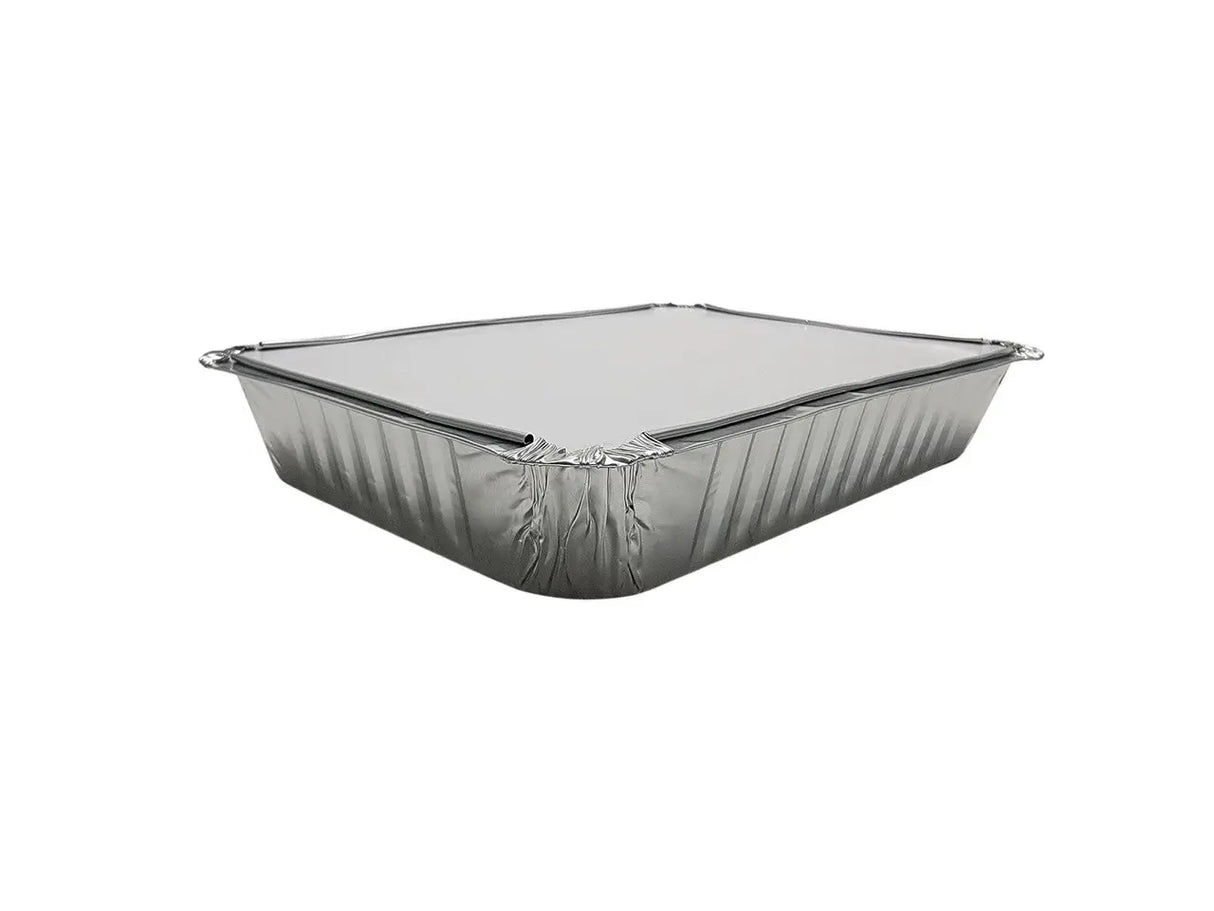1½ lb. Shallow Oblong Foil Pan with Board Lid - Case of 500  #230L Durable Packaging