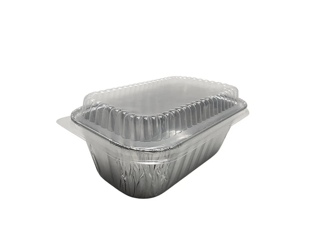 1 lb. Disposable Aluminum Mini Loaf Pan w/ Plastic Lid - Case of 200 - #5000P Handi-Foil