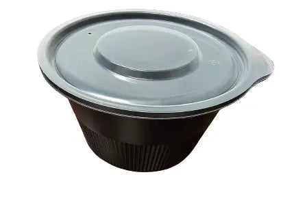 Cruiser® Bowl 5.8″ Round Black 24 oz. MFPP Medium Bowl w/ Lid Combo - Case of 624 D & W Fine pack