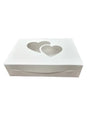 10" x 7" x 2 1/2" White Lock & Tab Box with Heart Window - Case of 100 BRP Box shop