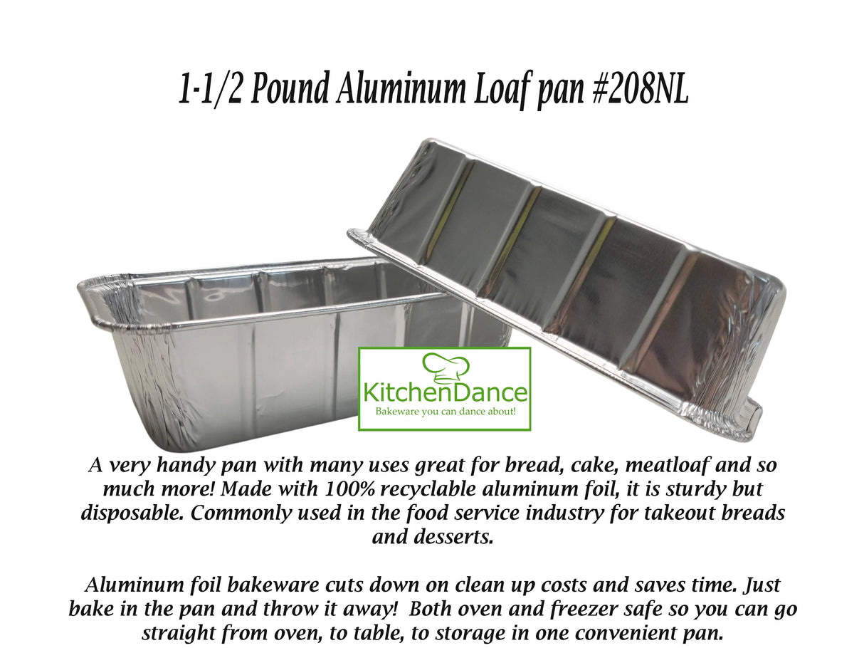 1½ lb. Disposable Aluminum Foil Loaf Pan - Case of 500  #208NL D & W Fine pack