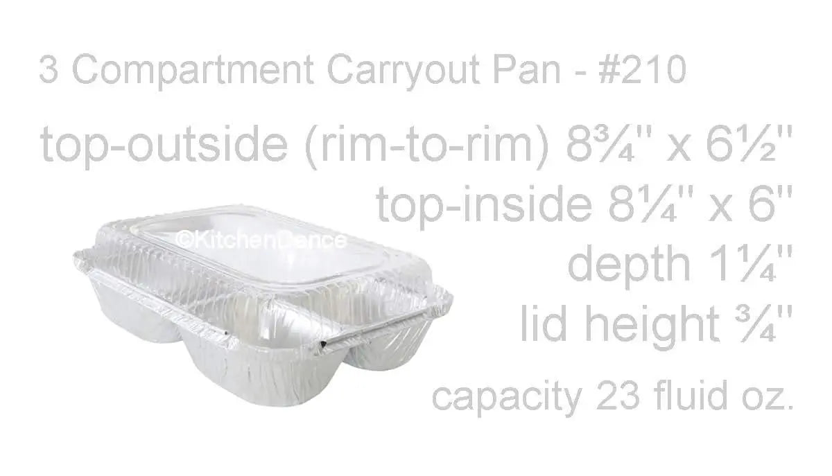 3 Compartment Meal Tray with Plastic Lid -  Case of 500  #210P Durable Packaging