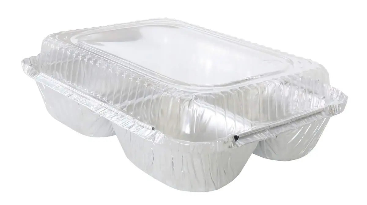 3 Compartment Meal Tray with Plastic Lid -  Case of 500  #210P Durable Packaging