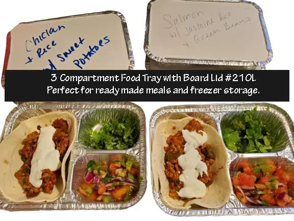 3 Compartment T.V Dinner Tray with Board Lid - Case of 250 - #210L Durable Packaging