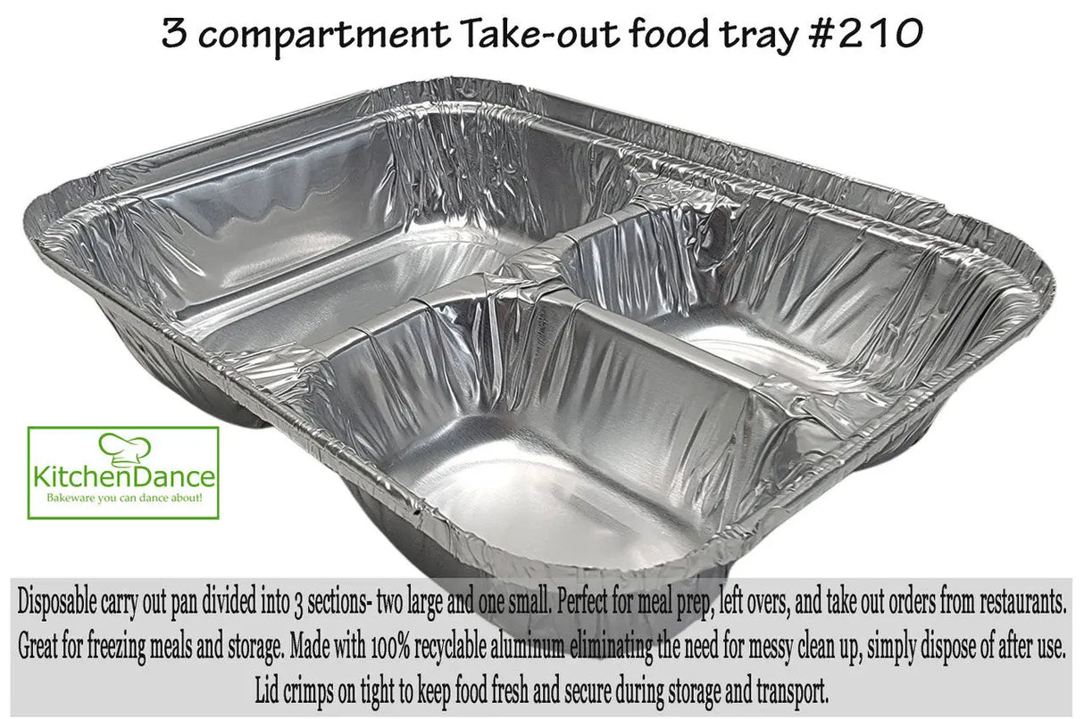 3 Compartment T.V Dinner Tray with Board Lid - Case of 250 - #210L Durable Packaging