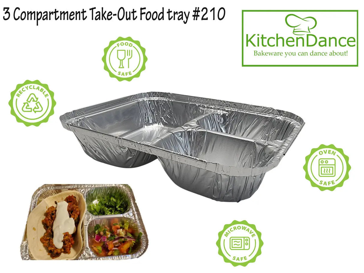 3 Compartment T.V Dinner Tray with Board Lid - Case of 250 - #210L Durable Packaging