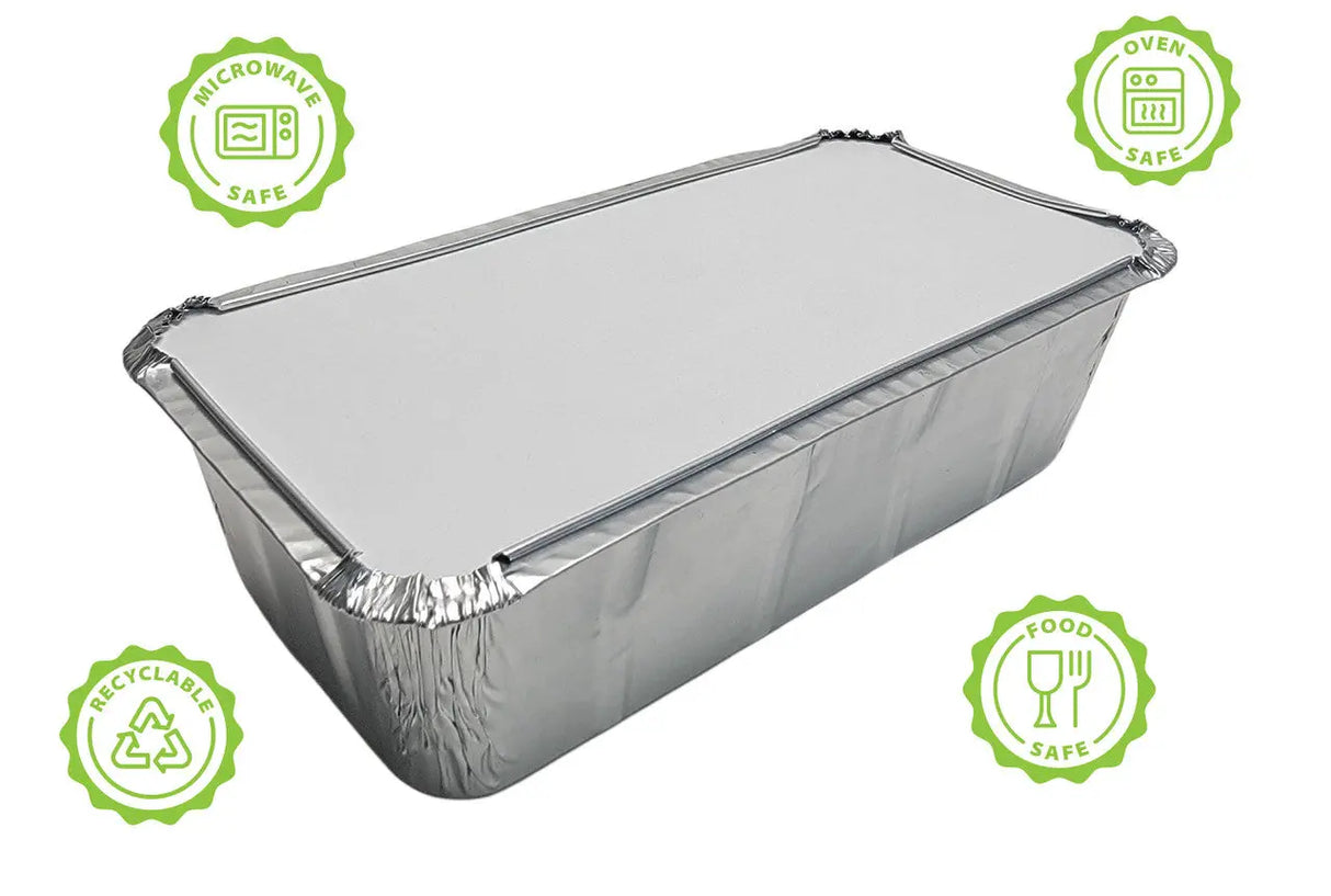 2 lb. Disposable Aluminum Loaf Pan with Crimp-on Board Lid  Case of 500 - #212L D & W Fine pack