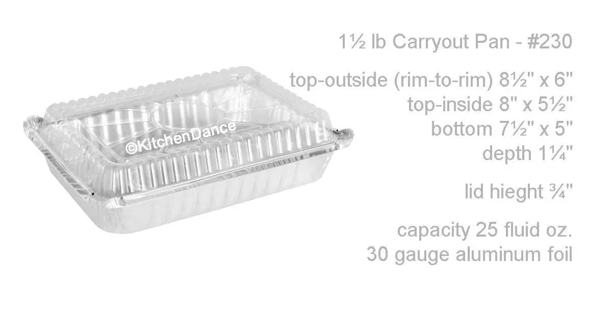 1½ lb. Shallow Carry Out Foil Pan with Plastic Lid - Case of 500 -  #230P Durable Packaging