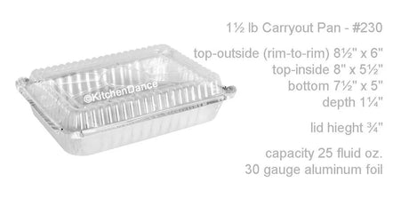 1½ lb. Shallow Carry Out Foil Pan with Plastic Lid - Case of 500 -  #230P Durable Packaging