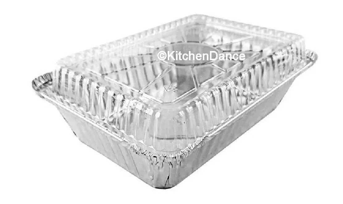 1½ lb. Shallow Carry Out Foil Pan with Plastic Lid - Case of 500 -  #230P Durable Packaging