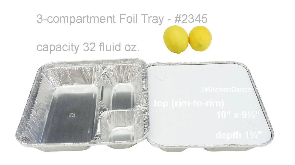 X- Large 3 Compartment Tray with Board Lid - Case of 250 - #2345L Durable Packaging