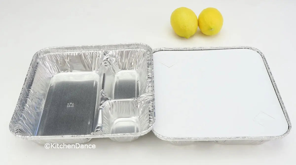 X- Large 3 Compartment Tray with Board Lid - Case of 250 - #2345L Durable Packaging