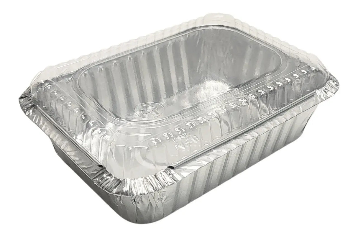 1½ lb. Disposable Foil Carryout Pan with Plastic Lid - Case of 500 - #235P Western Plastics