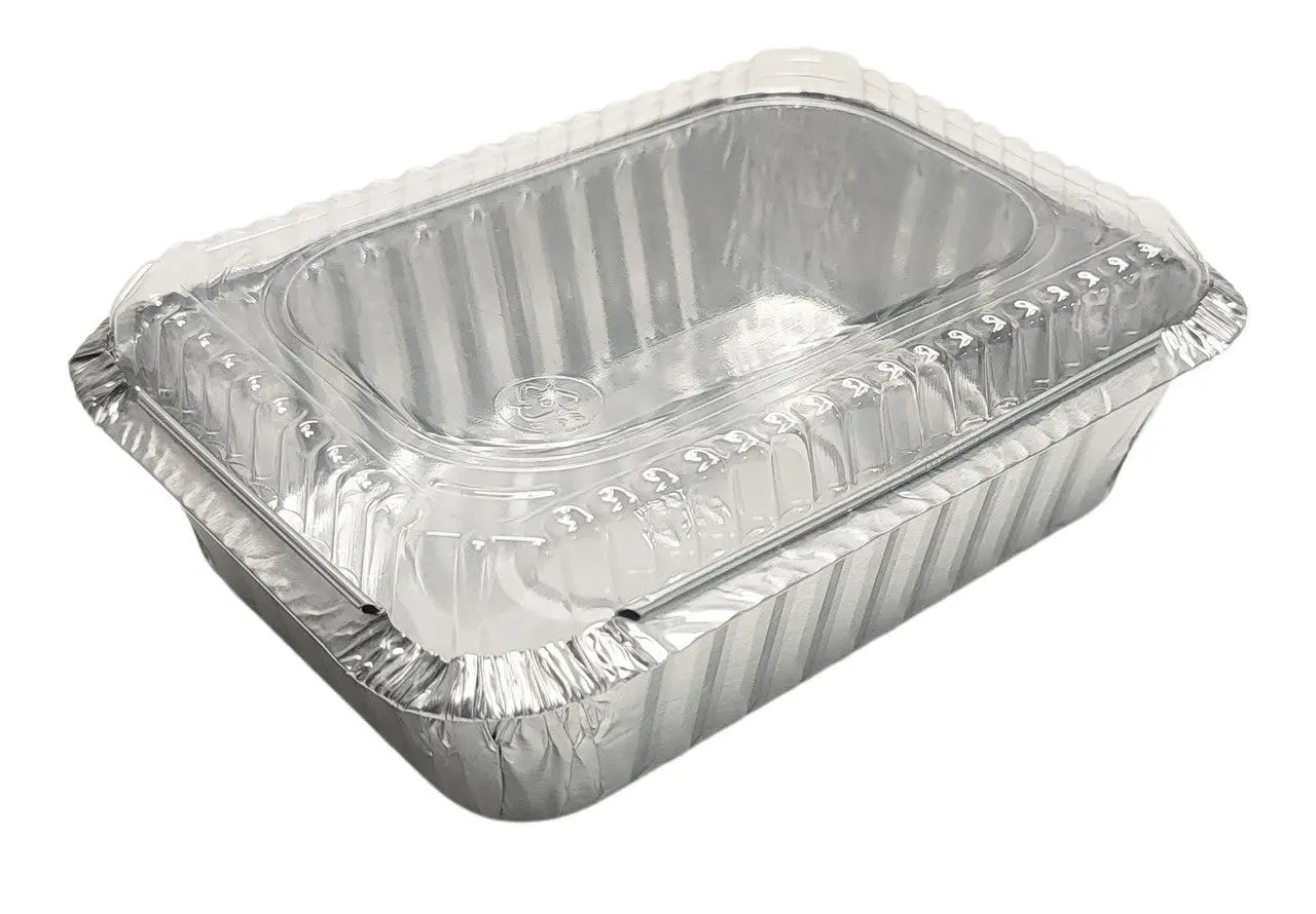 1½ lb. Disposable Foil Carryout Pan with Plastic Lid - Case of 500 - #235P Western Plastics