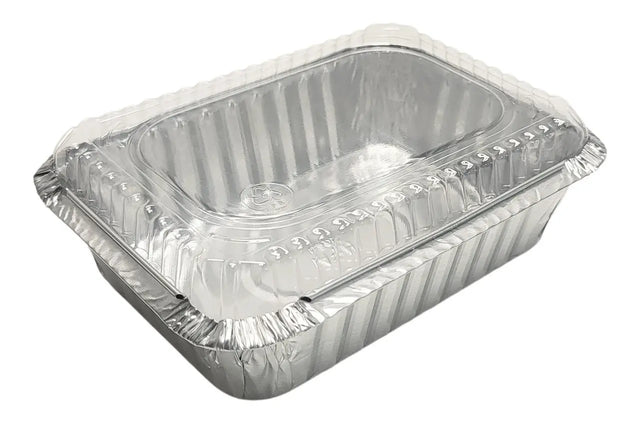 1½ lb. Disposable Foil Carryout Pan with Plastic Lid - Case of 500 - #235P Western Plastics