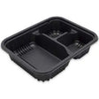 8″ X 6.5″ Black Ribbed PP 3 Compartment Oblong Tray, 24 Oz. - Case 250 D & W Fine pack