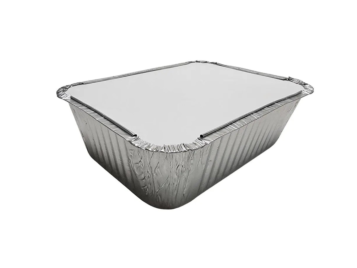 5 lb. Oblong Carryout Pan with Board Lid -  Case of 250 - #255L Durable Packaging