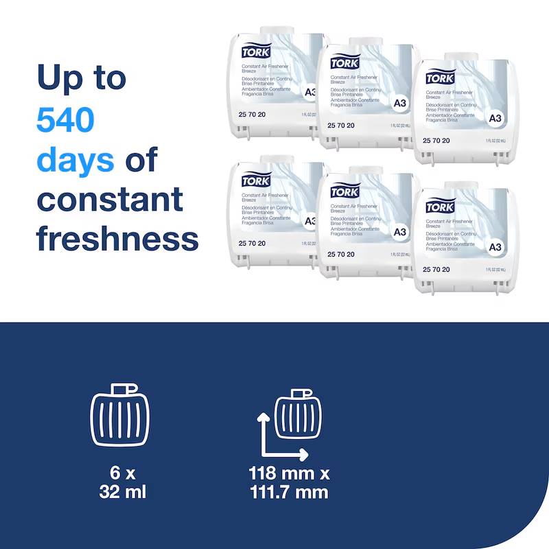 Tork Constant Air Freshener Refill, Breeze Scent - Case of 6 - #257020