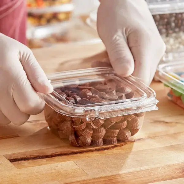 Inline Plastics Safe-T-Fresh 4x4 Square Tamper Evident & Tamper Resistant Clamshell Container, 12 oz. - Case of 288 - TS4012 Inline Plastics