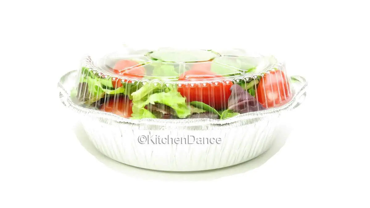 7" Disposable Foil Takeout Container with Plastic Lid - Case of 500 - #270P Handi-Foil